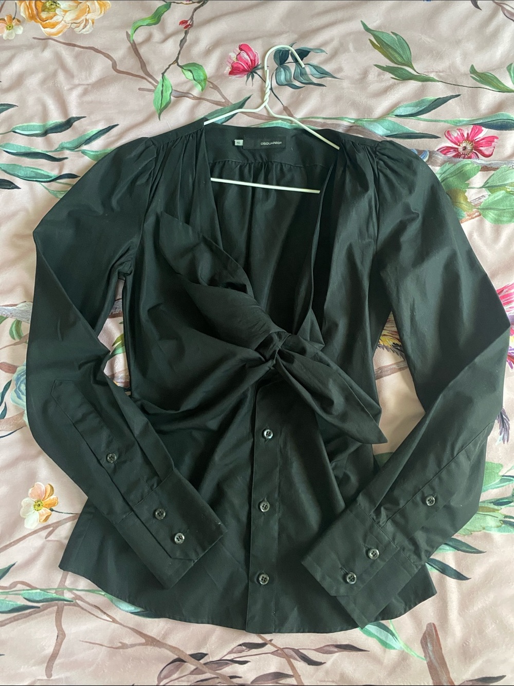 DSQUARED2 Black Tie-Front Button Down Shirt